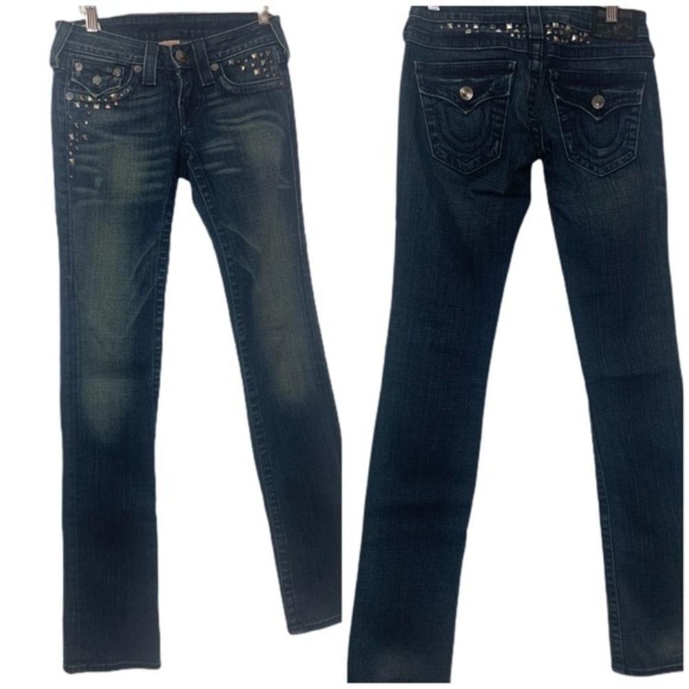 True Religion Billy Studded Dark Denim Jeans
